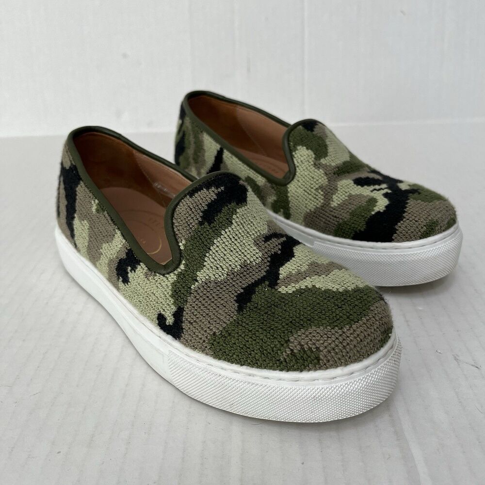 Womens Size 6 Stubbs & Wootton Camo Needlepoint Sneakers Slip On Comfort Loafers
